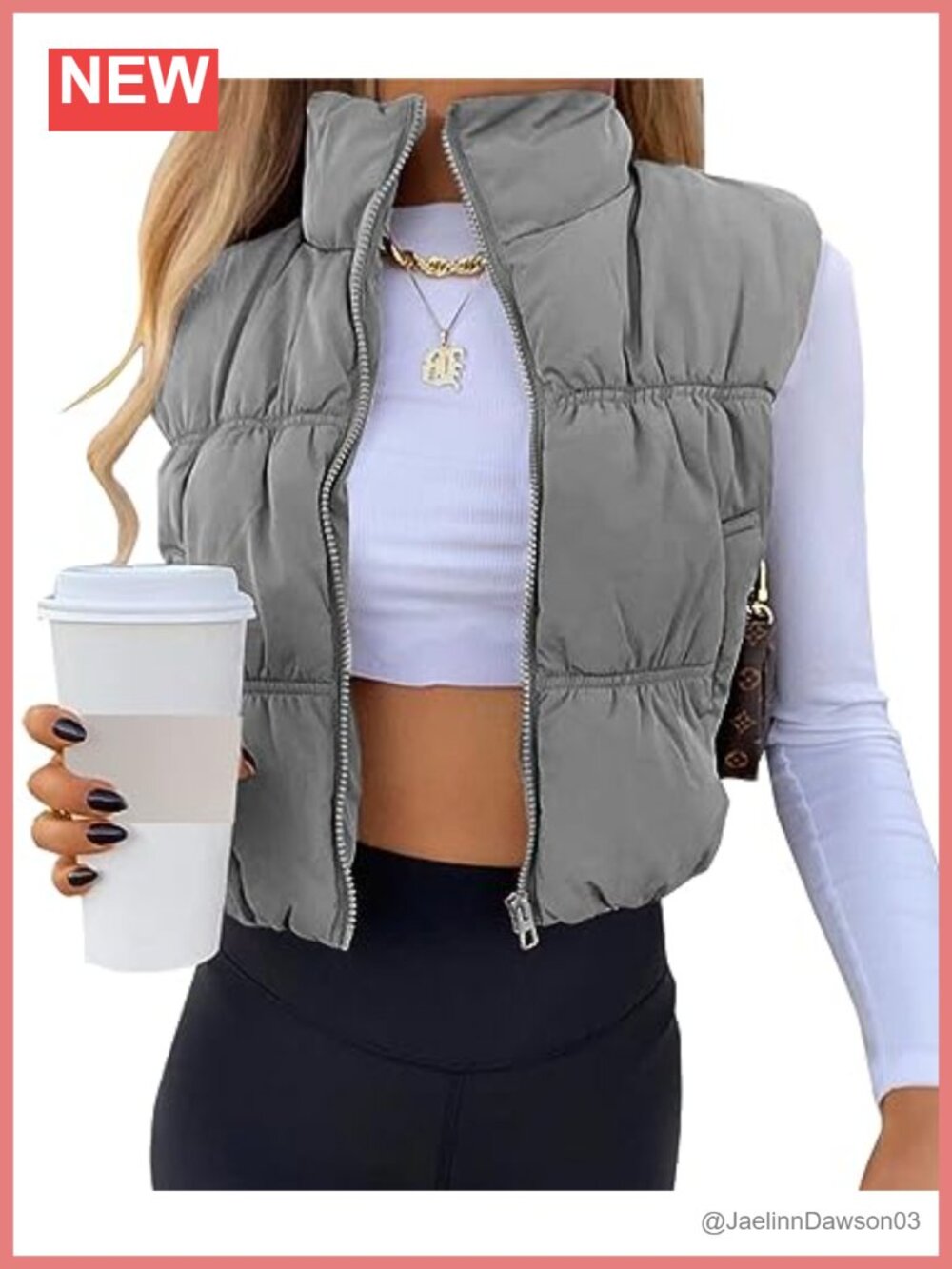 Quilted Crop Puffer Vest Zip Up Sleeveless Padded Outerwear